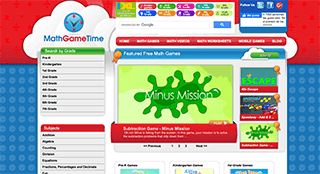 Web en inglés con diferentes juegos, vídeos y hojas de ejercicios clasificados por edad y curso para aprender y practicar matemáticas en línea.