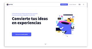 Herramienta muy extendida entre el público docente que permite crear presentaciones, infografías, dosieres, cuestionarios, pósters digitales y más de una forma sencilla y visualmente atractiva. Ofrece una versión gratuita.