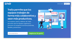 Herramienta ampliamente conocida para organizarte mejor, ya sea individualmente o en equipo. Se especializa en la creación de tableros sobre los que puedes añadir tarjetas repletas de información. Su interfaz es intuitiva y cuenta con una versión gratuita.