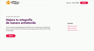 Se trata de un juego en línea para practicar ortografía de forma entretenida. Su interfaz es muy simple, la dificultad es asequible y contiene elementos de gamificación, por lo que se puede utilizar sin problemas en un entorno infantil. La página contiene publicidad.