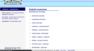 Página especializada en ejercicios de vocabulario, gramática, verbos, comprensión lectora y auditiva y más, todo enmarcado en el contexto de aprender inglés online.