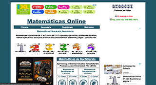 Página web centrada en la práctica matemática en línea a través de ejercicios y problemas para Primaria, Secundaria y Bachillerato. Su punto débil es la carga de publicidad en la web, que ralentiza y empeora la experiencia del estudiante.