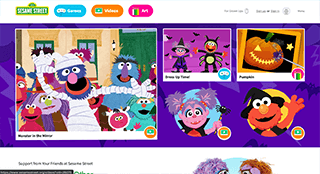 La página web oficial de Barrio Sésamo contiene todo tipo de recursos educativos para niños en inglés, como juegos, vídeos y actividades artísticas en línea.